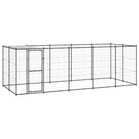 Outdoor Dog Kennel Steel with Roof 130.2 ft¬≤