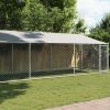 Dog Cage with Roof and Door Gray 26.2'x6.6'x6.6' Galvanized Steel