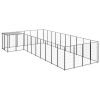 Dog Kennel Black 143.3 ft¬≤ Steel