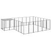 Dog Kennel Black 130.2 ft¬≤ Steel
