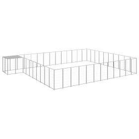 Dog Kennel Silver 403.8 ft¬≤ Steel