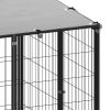 Dog Kennel Black 130.2 ft¬≤ Steel