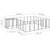 Dog Kennel Black 130.2 ft¬≤ Steel