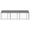 Dog Cage with Roof and Doors Gray 19.7'x6.6'x6.6' Galvanized Steel