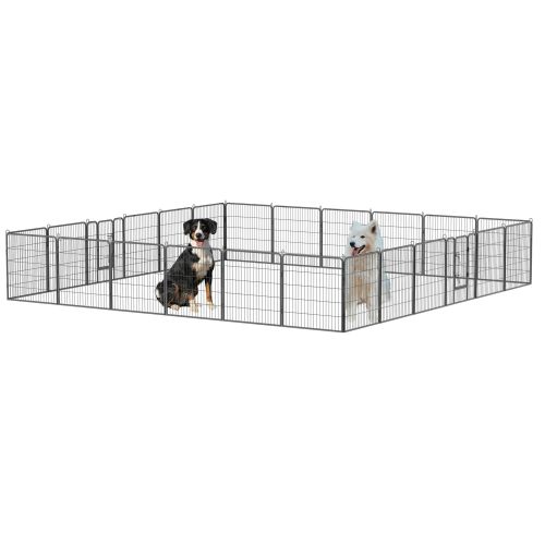 Dog Pens Outdoor 32" Height Foldable24 Panels Heavy Duty Metal Portable Dog Playpen Indoor Anti-Rust Exercise Dog Fence with Doors for Large/Medium/Sm