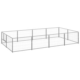 Dog Kennel Silver 86.1 ft¬≤ Steel (Color: Silver)