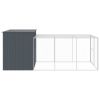 Dog House with Run Anthracite 84.3"x179.9"x71.3" Galvanized Steel