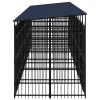 Outdoor Dog Kennel with Roof Steel 198.4 ft¬≤