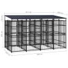 Outdoor Dog Kennel with Roof Steel 79.3 ft¬≤