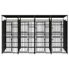 Outdoor Dog Kennel with Roof Steel 79.3 ft¬≤