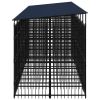 Outdoor Dog Kennel with Roof Steel 158.8 ft¬≤